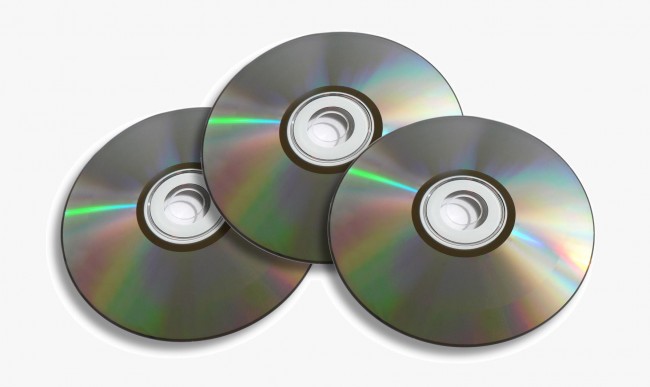 Three DVD / CD Discs Isolated On A White Background